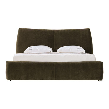 Queen Jenkins - Modern Dark Olive Green Fabric Bed / VGEV-VG828-GRN-Q