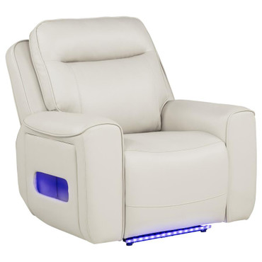 Rojas Dual Power Recliner with Cupholder Storage and LED Lighting Greige / CS-609623PP