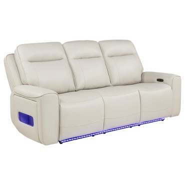 Rojas Dual Power Reclining Sofa with Drop-Down Console Greige / CS-609621PP