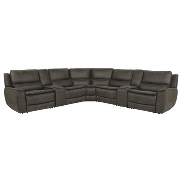 Marcell 7-Piece L-Shaped Power Reclining Sectional with Dual Consoles Grey / CS-609690P-SETA