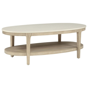 Lucaire Oval Cultured Marble Top Coffee Table Honed Cream and Sandstone / CS-706748