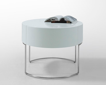 Modern Liv White Lacquer Round Nightstand / VGWCGACG04