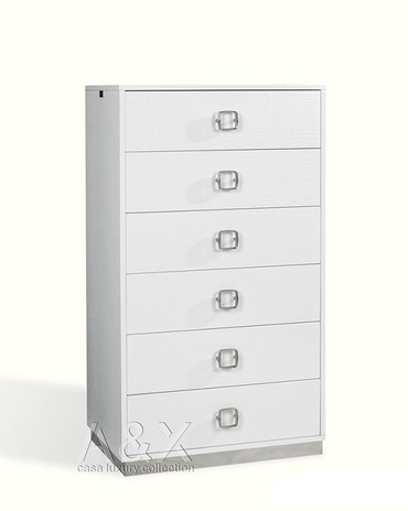 Victoria Modern White Crocodile Lacquer 6-Drawer Chest / VGUNAW552-80