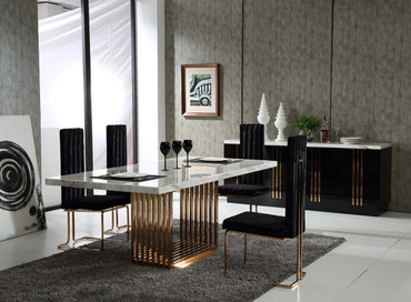 Modrest Kingsley Modern Marble & Rosegold Dining Table / VGVCT8933