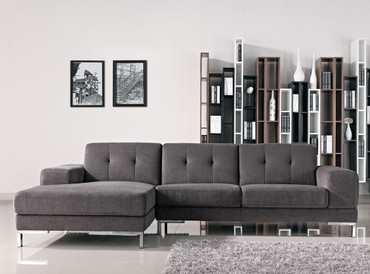 Divani Casa Forli - Modern Grey Fabric Left Facing Sectional Sofa / VGMB-1071B-GRY-LAF