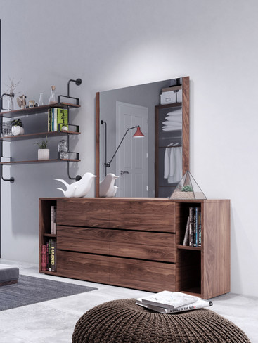 Nova Domus Jagger Modern Walnut Dresser & Mirror Set / VGMABR-55-DRS-SET