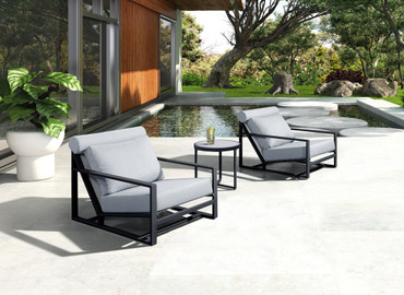 Renava Boardwalk Outdoor Grey Lounge Chair Set / VGGES0278-GRY