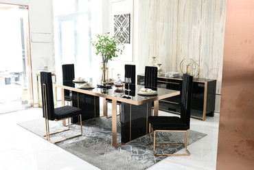 Nova Domus Cartier Modern Black & Rosegold Dining Table / VGVCT-A002