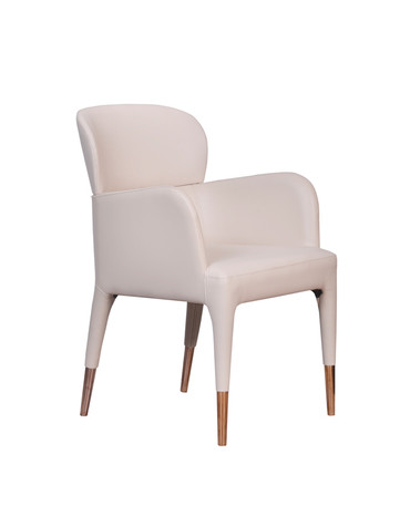 Modrest Ogden Modern Beige & Rosegold Dining Armchair / VGCSACH-17193