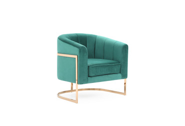 Modrest Trask Modern Green Velvet & Rosegold Accent Chair / VGVCA016-GRN