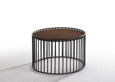 Modrest Bronson Modern Walnut & Black Round End Table / VGMAMIT-5224-END