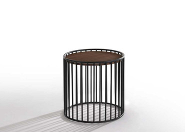Modrest Bronson Modern Walnut & Black Round Tea Table / VGMAMIT-5224-TEA