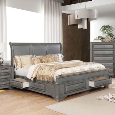 KATHERINE 5 Pc. Queen Bedroom Set w/ Chest / CM7302GY-Q-5PC-CHEST