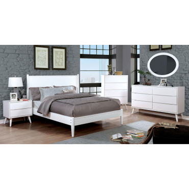 LENNART 4 Pc. Queen Bedroom Set w/ Oval Mirror / CM7386WH-Q-4PC-MO