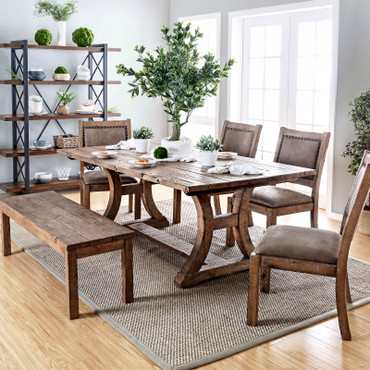 GIANNA 7 Pc. Dining Table Set (w/ 2 Wingback Chairs) / CM3829T-77-3829F-7PC