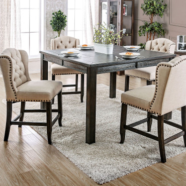 SANIA 7 Pc. Sq Counter Ht. Table Set w/ Wingback Chairs / CM3324BK-PT-54-7PC