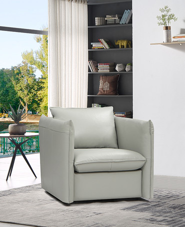 Divani Casa Tamworth Modern Grey Leather Swivel Chair / VGCAN912-7376