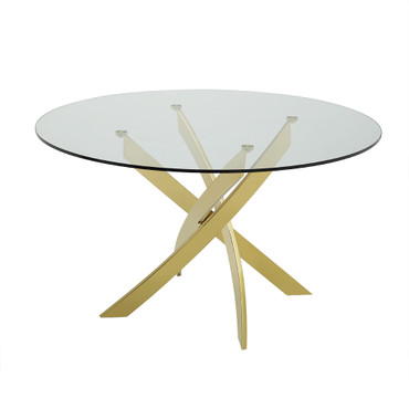 Modrest Pyrite - Modern Round Glass Dining Table / VGEWF2133AG