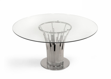 Modrest Paxton - Modern Round Glass & Stainless Steel Dining Table / VGVC-T817-RND