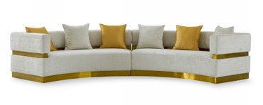 Divani Casa Kiva - Glam Beige + Gold Fabric Curved Sectional Sofa / VGODZW-9114