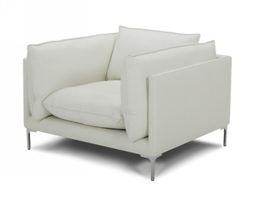Divani Casa Harvest - Modern White Full Leather Chair / VGKKKF2627-L2927-CHR