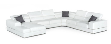Divani Casa Pella - Modern White Italian Leather U Shaped Sectional Sofa / VGCA5106-LAF