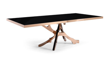 Modrest Legend - Modern Black Glass & Rosegold Dining Table / VGVCT8222-G22-BLK