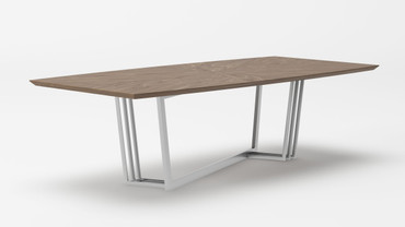 Modrest Gilroy - Modern Walnut & Stainless Steel Dining Table / VGBBMI2003T-WAL-DT