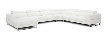 Divani Casa Hawkey - Contemporary White Full Leather U Shaped Left Facing Sectional Sofa / VGKKKF1066-LAF-WHT