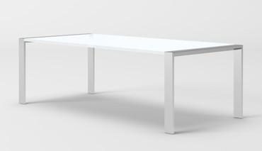 Modrest Fauna - Modern White High Gloss & Stainless Steel Chrome Dining Table / VGBBBN-2T-WHT-DT