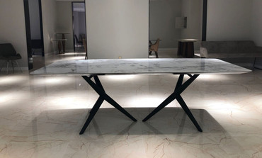 Modrest Stetson - Modern White Ceramic & Smoked Ash Dining Table / VGCSDT-20046-WHT-DT