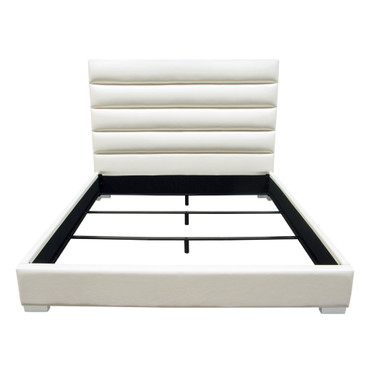 Bardot Channel Tufted Eastern King Bed in White Leatherette / BARDOTEKBEDWH