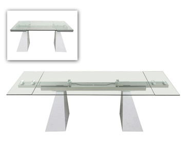 Modrest Latrobe - Modern Extendable Quartz Stone & Glass Dining Table / VGYFDT8765-5-DT-WHT