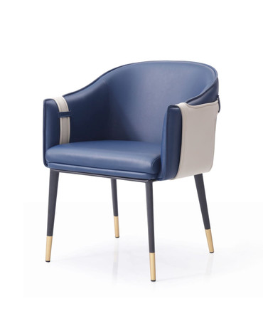 Modrest Calder - Blue & Beige Vegan Leather Dining Chair / VGVCB065-BLU-DC