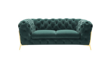 Divani Casa Quincey - Transitional Emerald Green Velvet Loveseat / VGKNK8520-GRN-L