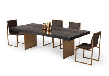 Modrest Perret - Large Glam Black Ash + Brushed Brass Dining Table / VGGMDT-1330D-LRG-BLK-DT