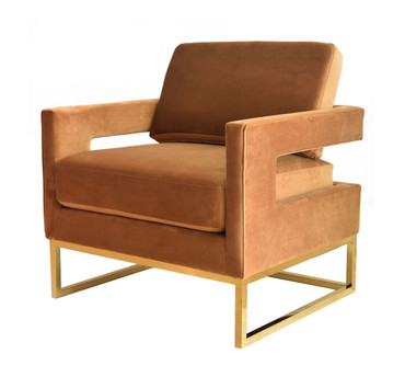 Modrest Edna - Camel Velvet + Gold Accent Chair / VGRHRHS-AC-201-BRN-CH