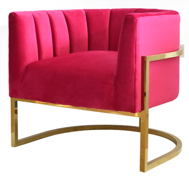 Modrest Landau - Pink Velvet + Gold Accent Chair / VGRHAC406-PNK-CH