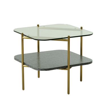 Modrest Cari - Glam Gold + Glass End Table / VGODLZ-247E-GOLD-ET