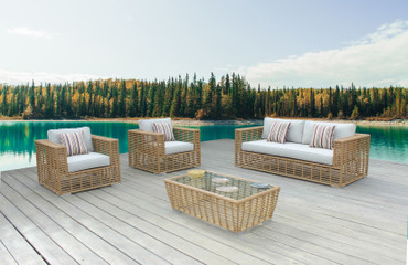 Renava Ko Tao - Outdoor Beige + Wicker Sofa Set / VGATRASF-054-SET