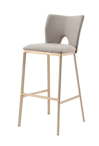 Modrest Burton - Glam Greige Fabric + Brass Bar Stool (Set of 2) / VGGAGA-6527CH-BS