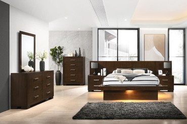 Jessica Wood California King LED Panel Bed Cappuccino / CS-200711KW
