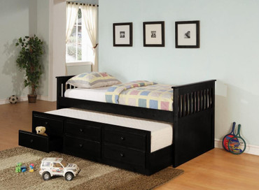 Rochford Twin Captain's Daybed with Storage Trundle Black / CS-300104