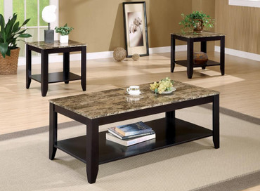 Flores 3-piece Occasional Table Set with Shelf Cappuccino / CS-700155