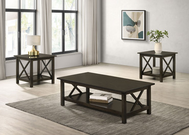 Rachelle 3-piece Rectangular Coffee Table Set Deep Merlot / CS-5909