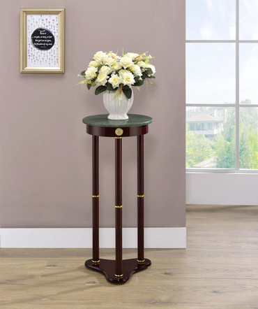 Edie Round Marble Top Accent Table Merlot / CS-3315