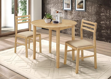 Bucknell 3-piece Round Drop Leaf Dining Table Set Natural / CS-130006