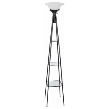 Gianni 70-inch 3-shelf Frosted Torchiere Floor Lamp Black / CS-901420
