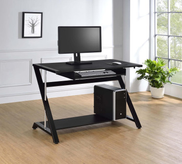 Mallet Computer Desk with Bottom Shelf Black / CS-800222