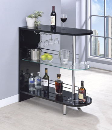 Adolfo 3-tier Bar Table Glossy Black and Clear / CS-101063